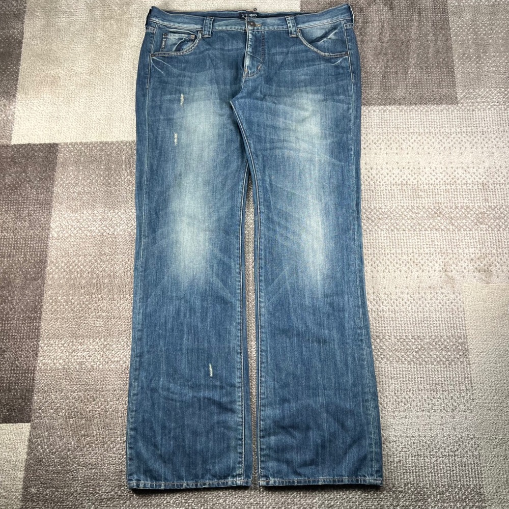 Armani Jeans Whiskered Blue Relaxed Straight Leg Denim Size 38 EU